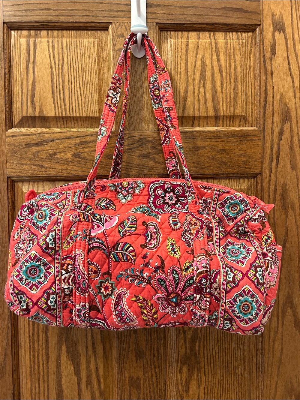 Vera Bradley Quilted Duffel in Coral Floral Print